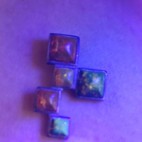 Geometric Sterling Silver Amber Pendant - Picture 3 of 5